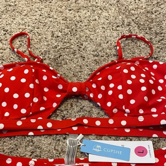 Cupshe Red and White Polka Dot Bikini - Picture 2 of 4